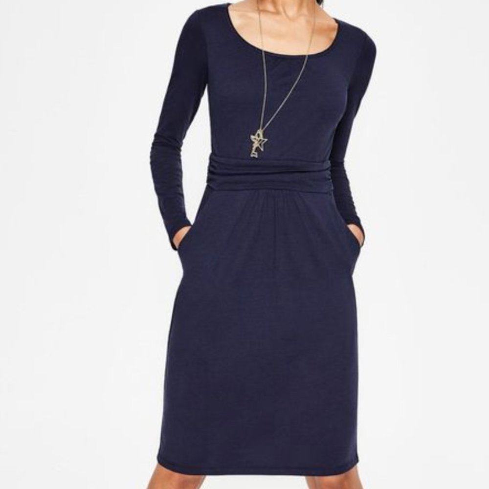 Boden Mabel Jersey Cotton Dress Navy Blue Size 2R